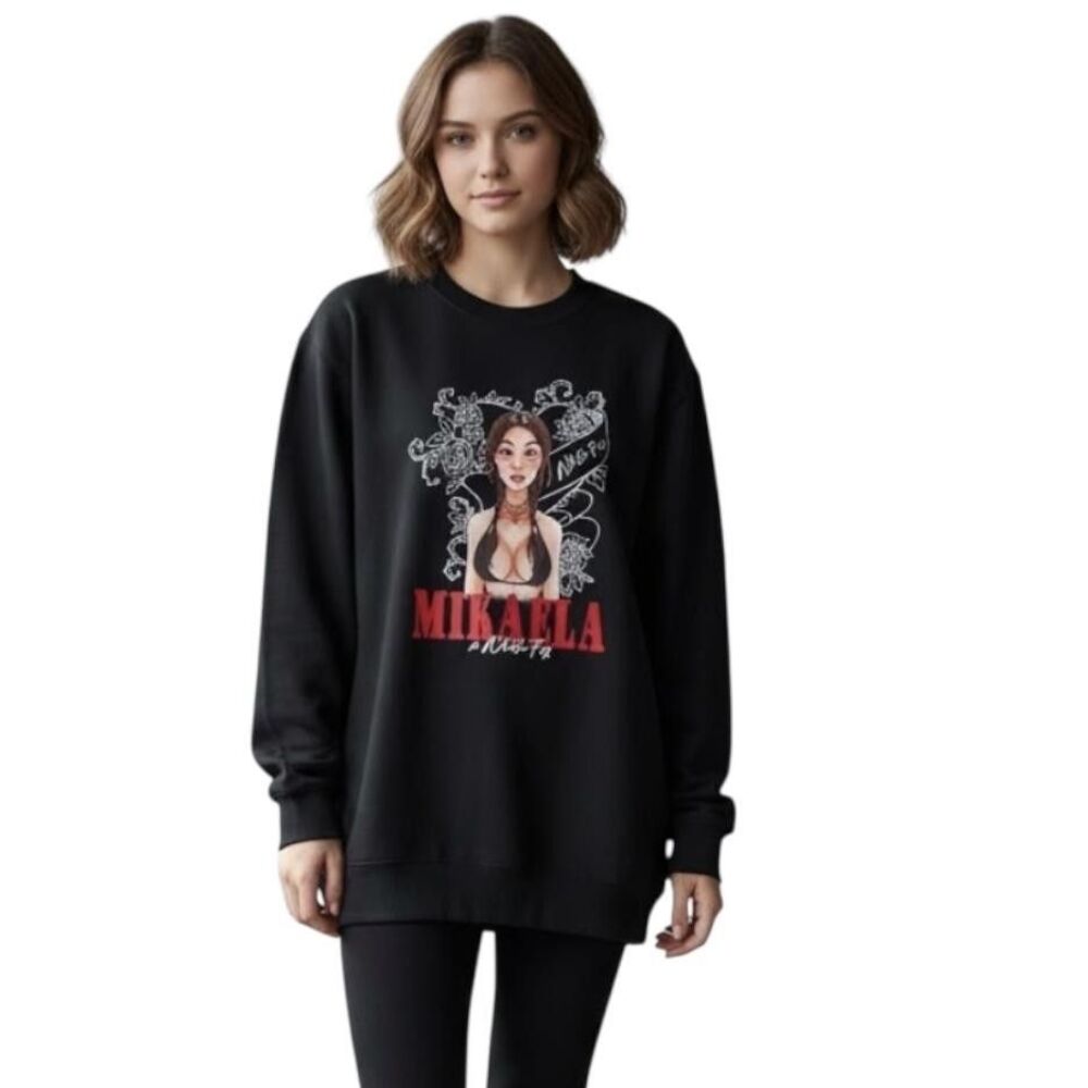White Fox Sweatshirt Womens S/M Situashation Oversized Mikaela Testa Crewneck